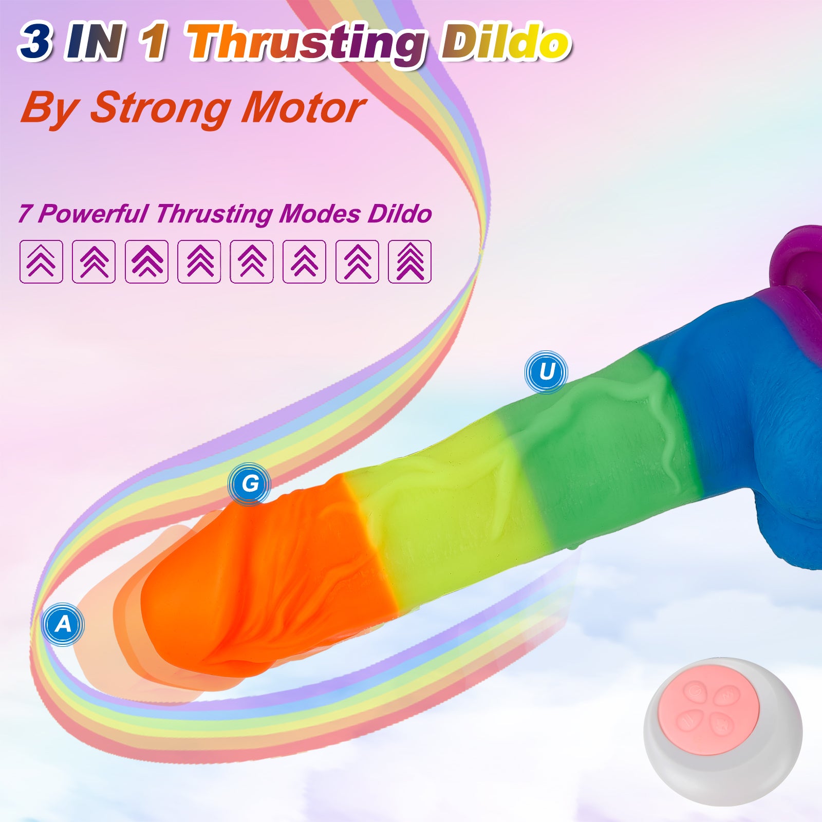 Rainbow Hands Free 7 Thrusting Vibrating Heating Realistic Dildo Fidech Rainbow Hands Free 7 Thrusting Vibrating Heating Realistic Dildo Fidech