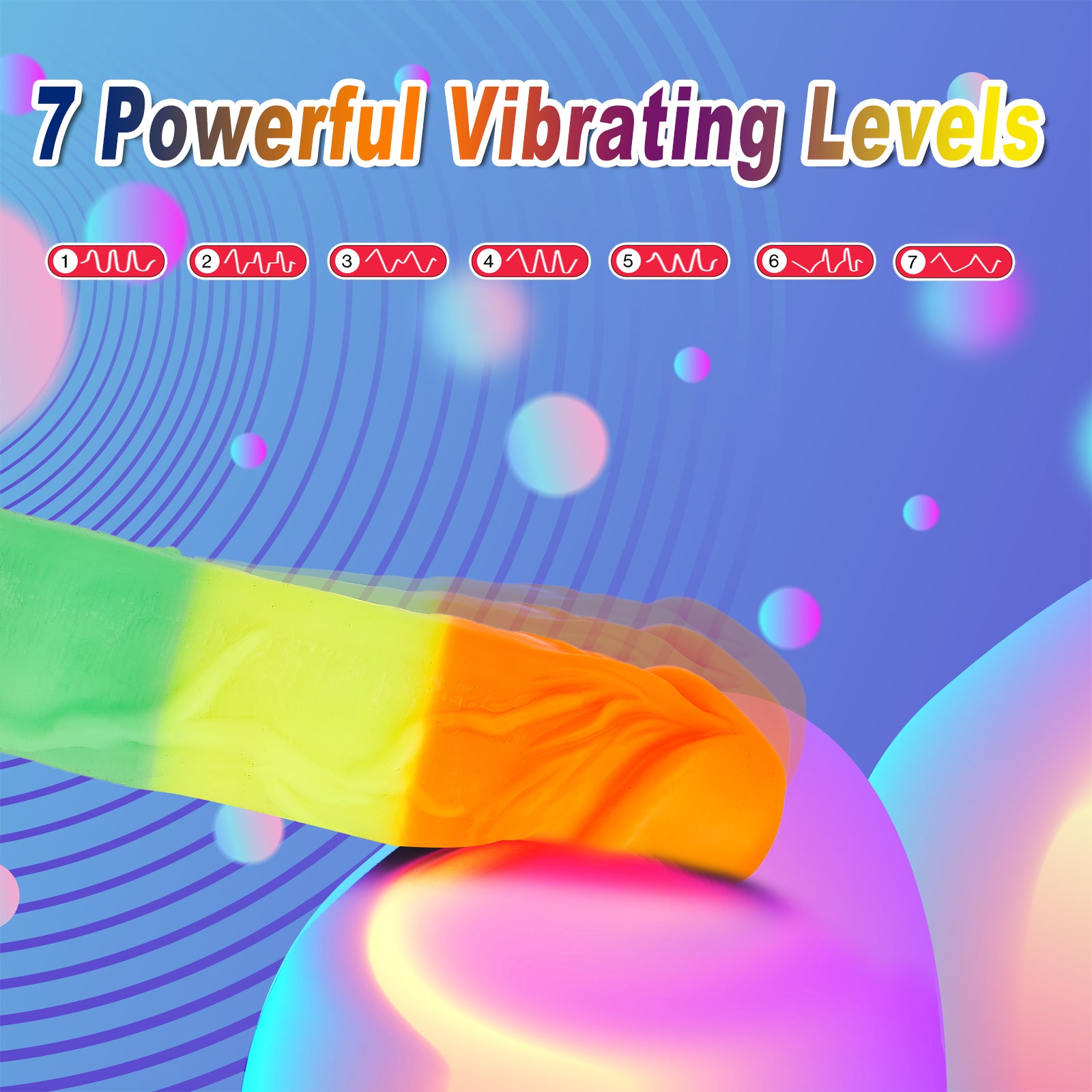 Rainbow Hands Free 7 Thrusting Vibrating Heating Realistic Dildo