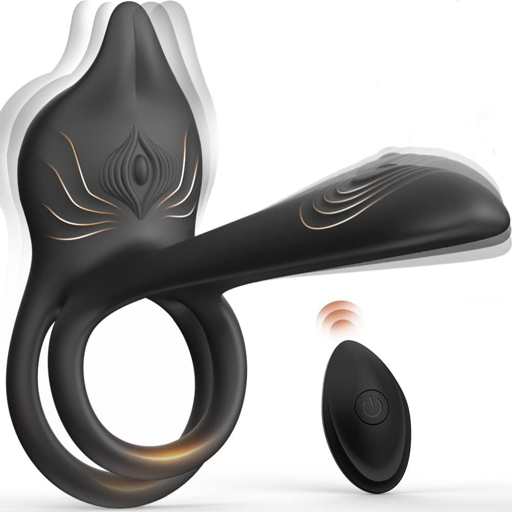 Versatile 10 Vibrating Sex Enhancing Dual Cock Ring with Remote Control