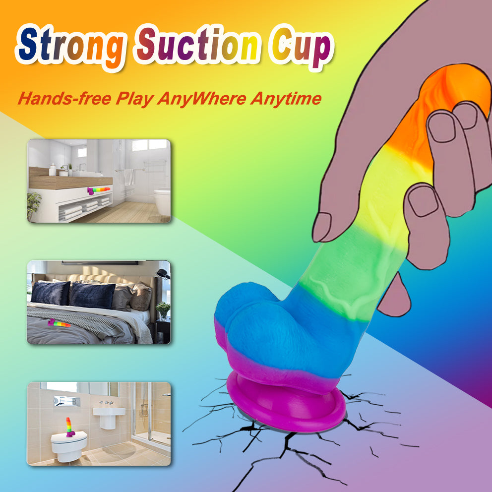 Rainbow Hands Free 7 Thrusting Vibrating Heating Realistic Dildo