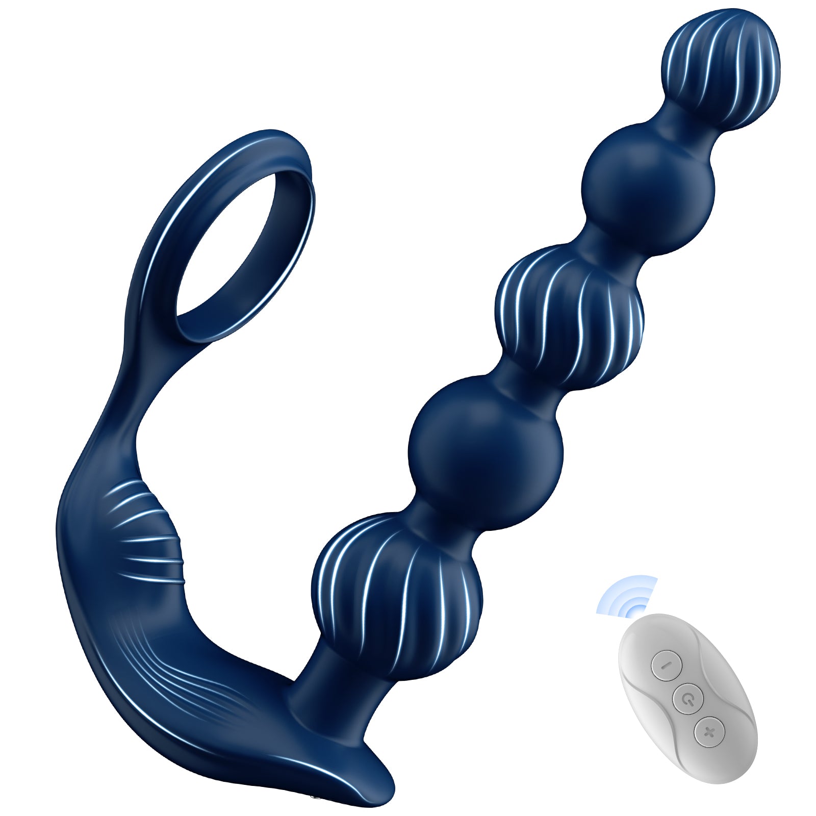 10 Vibrating Remote Controlled Silicone Anal Beads with Cock Ring Fidech 10 Vibrating Remote Controlled Silicone Anal Beads with Cock Ring Fidech