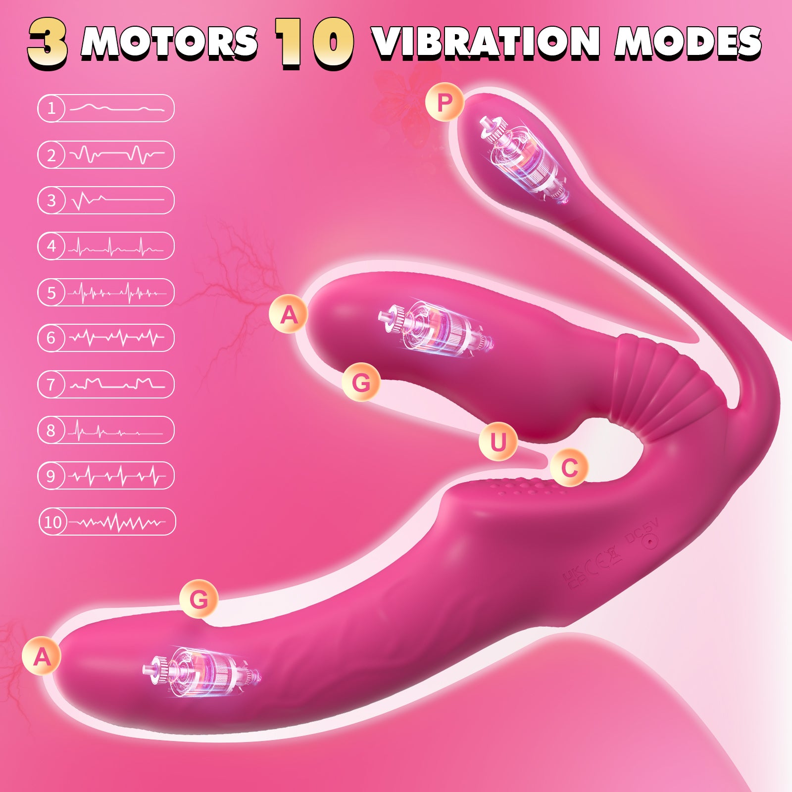 3 Motors Triple Pleasure 10 Vibration Remote Controlled Vibrator