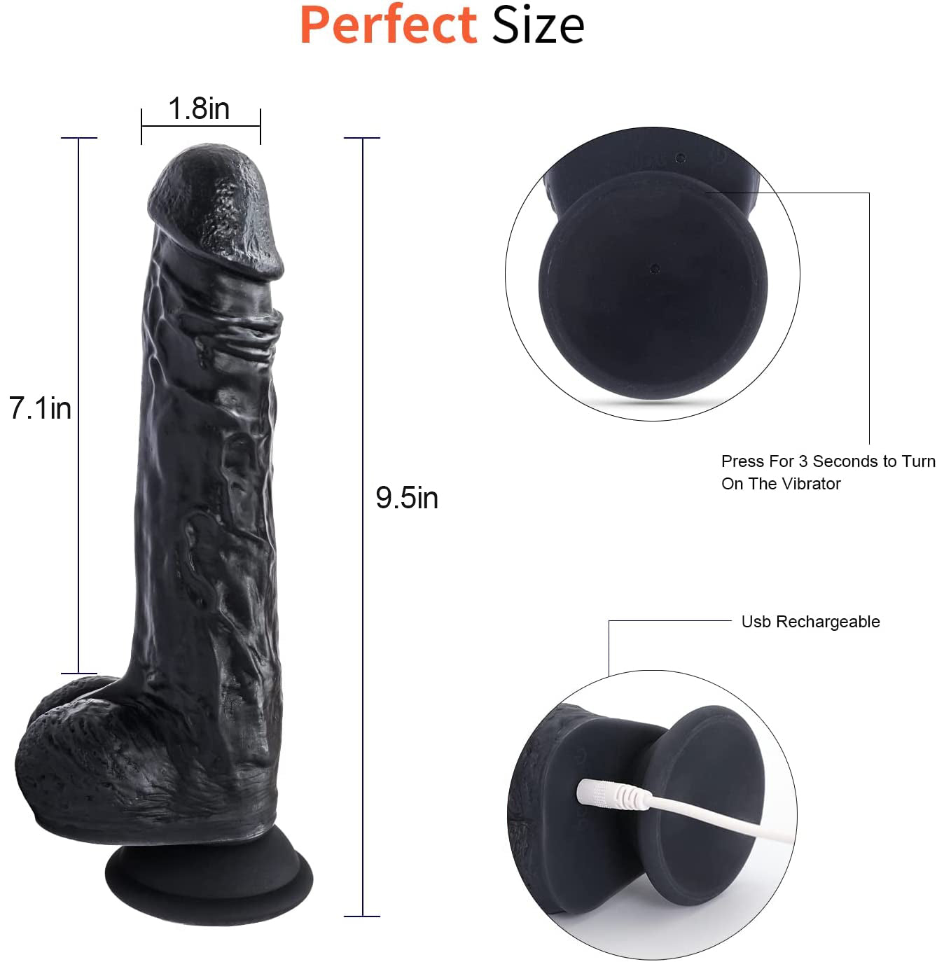 FIDECH 4 in 1 Rotating Thrusting Heating Vibrating Realistic Silicone Dildo