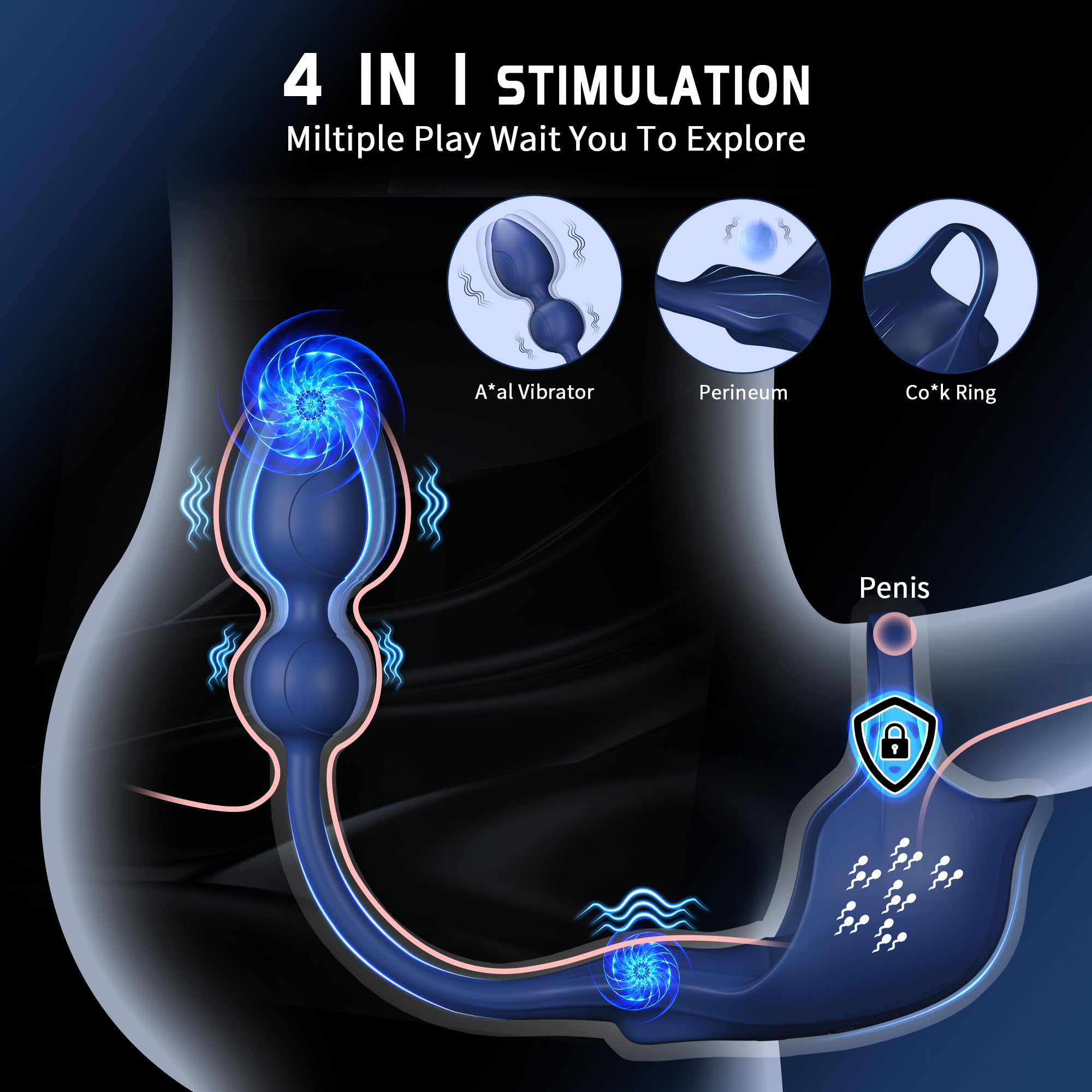 Manta Fourfold Pleasure APP Controlled Anal Vibrator with Cock Ring Fidech Manta Fourfold Pleasure APP Controlled Anal Vibrator with Cock Ring Fidech