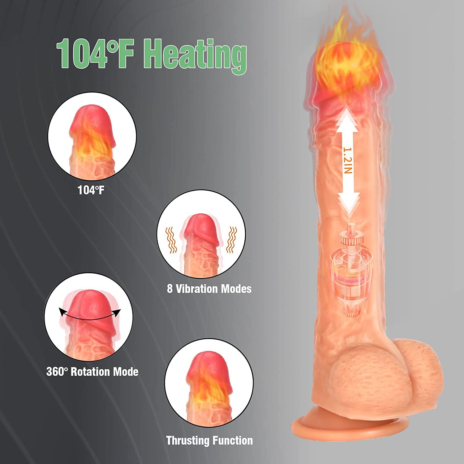 FIDECH 4 in 1 Rotating Thrusting Heating Vibrating Realistic Silicone Fidech FIDECH 4 in 1 Rotating Thrusting Heating Vibrating Realistic Silicone Fidech