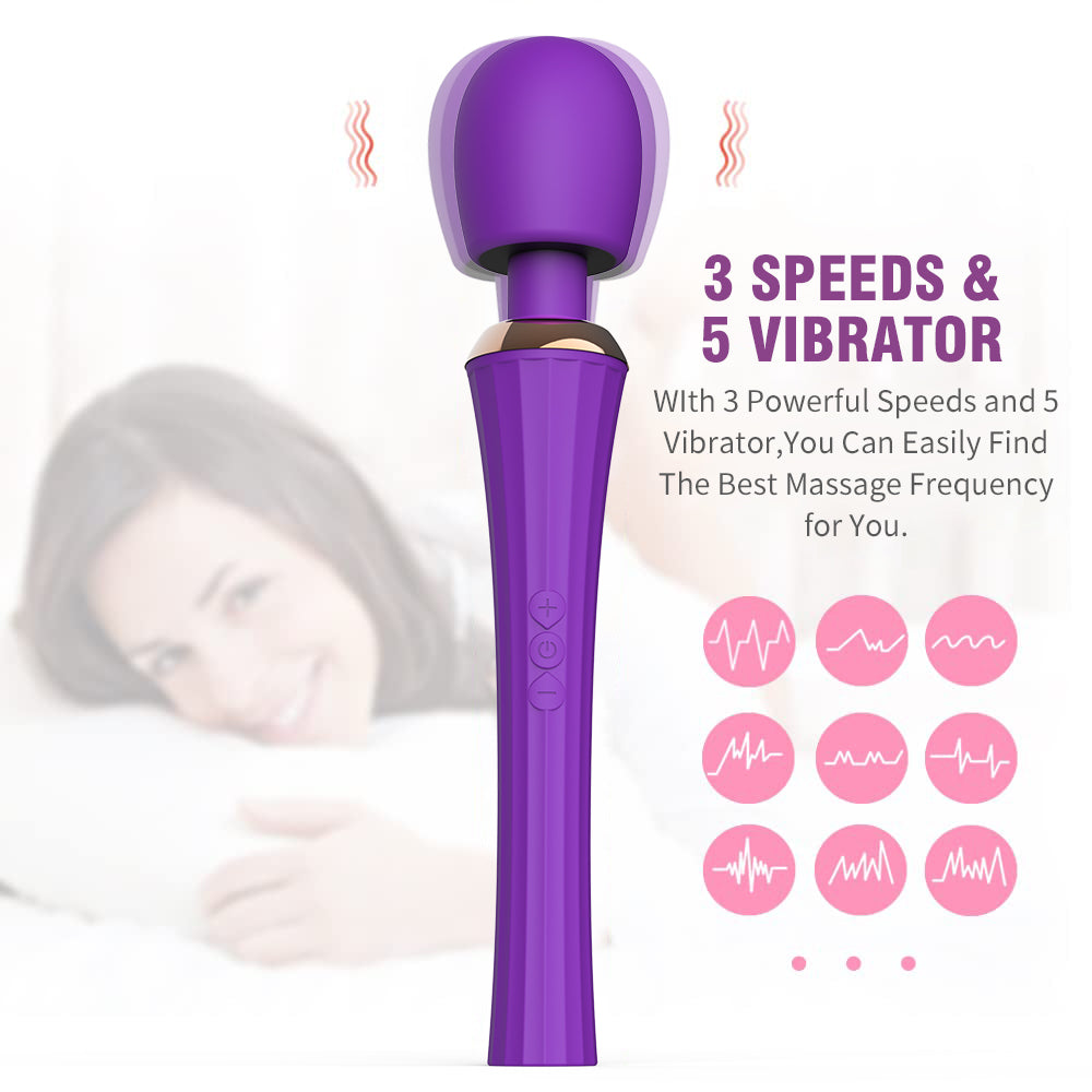 Rechargeable 5 Vibrating 3 Speed Personal Wand Massager