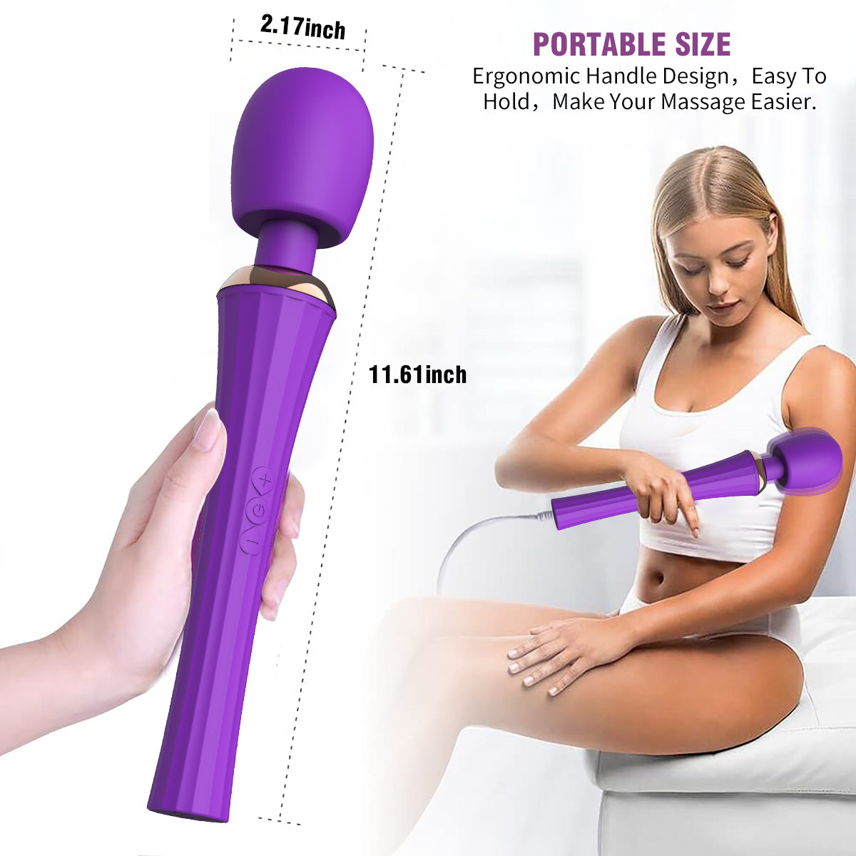 Rechargeable 5 Vibrating 3 Speed Personal Wand Massager