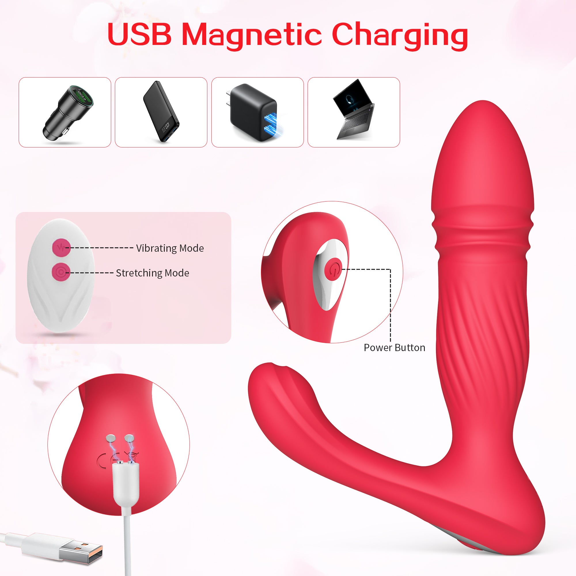 Surface-Ribbed Remote Control Thrusting Wearable Vibrator