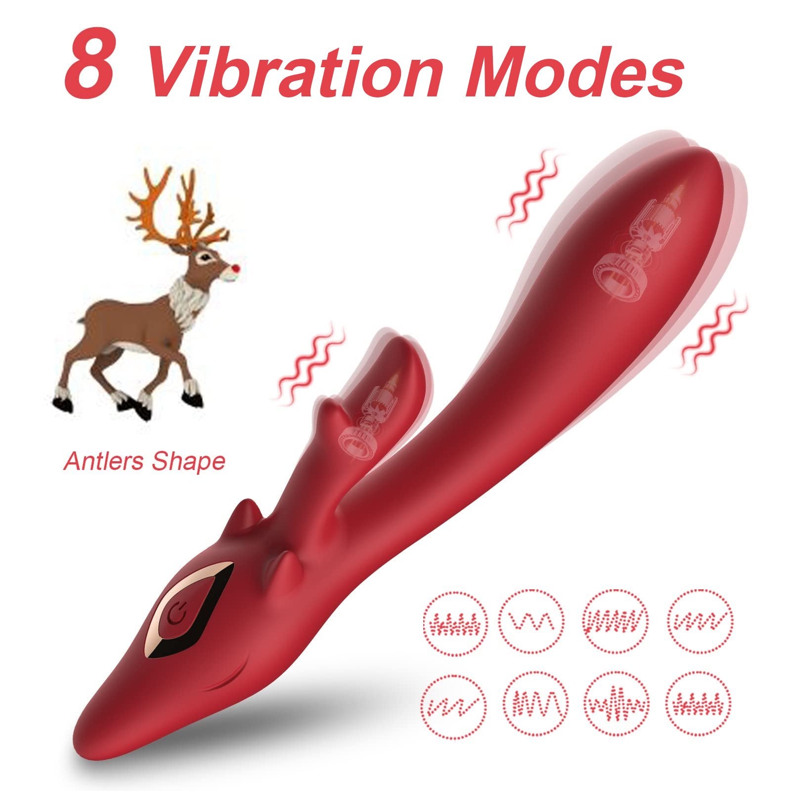 Antler-Shaped G-Spot Clitoral Stimulating Rabbit Vibrator
