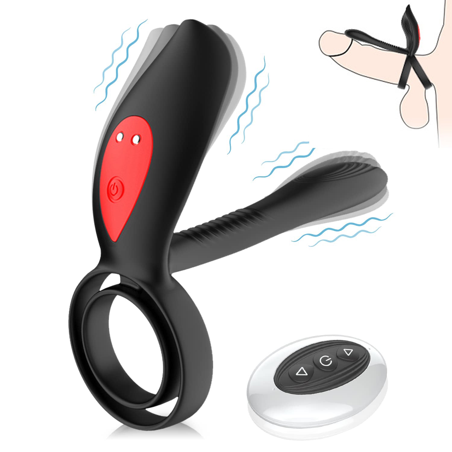 Remote Controlled Couple Pleasure Textured Double Cock Ring