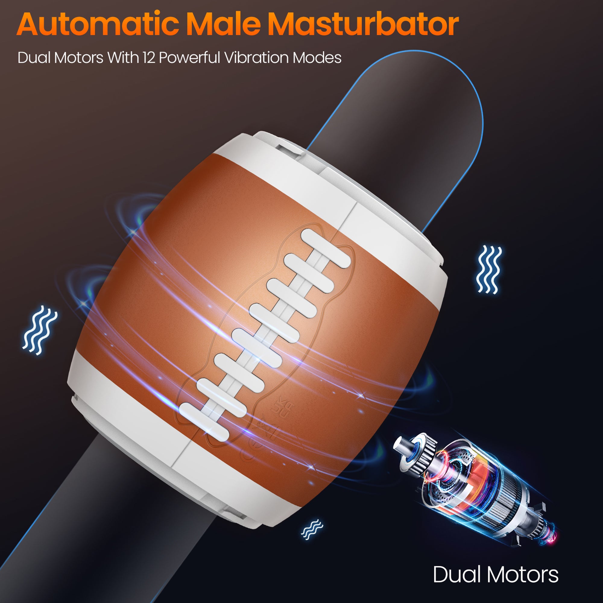FIDECH Rugby Shaped Open-Ended 12 Vibrating Male Masturbation Cup