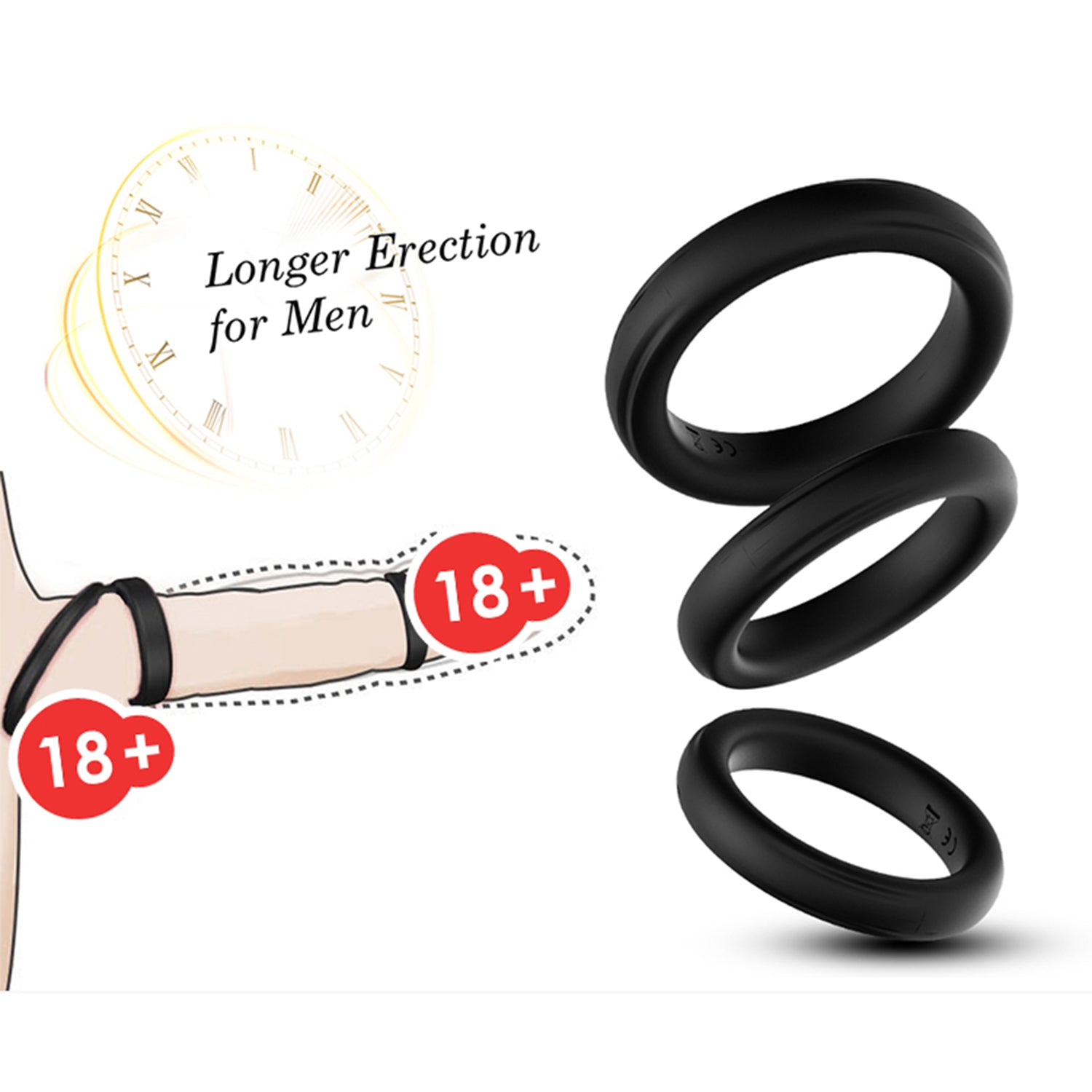 3 Piece Size Differentiated Male Enhancement Cock Ring Set