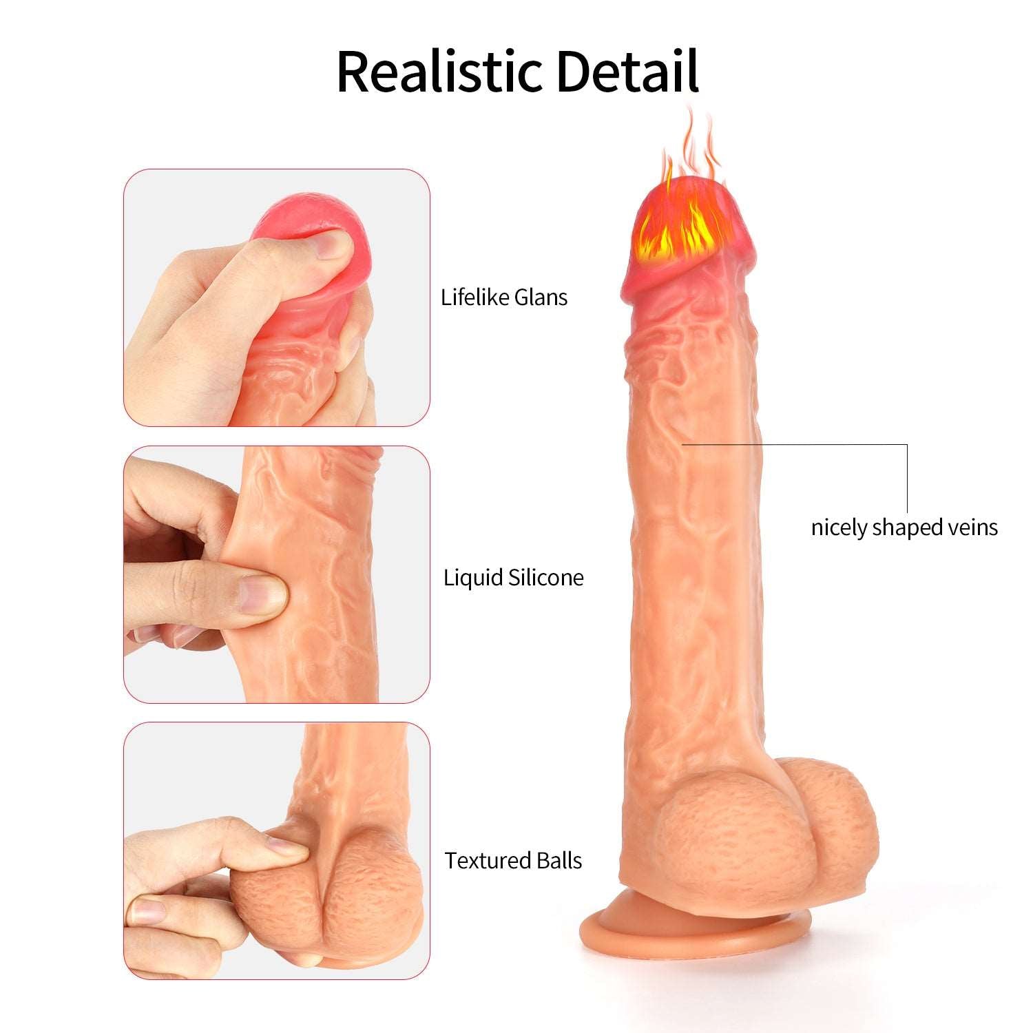 Thrusting Realistic Dildo Silicone Vibrator Toy for Women