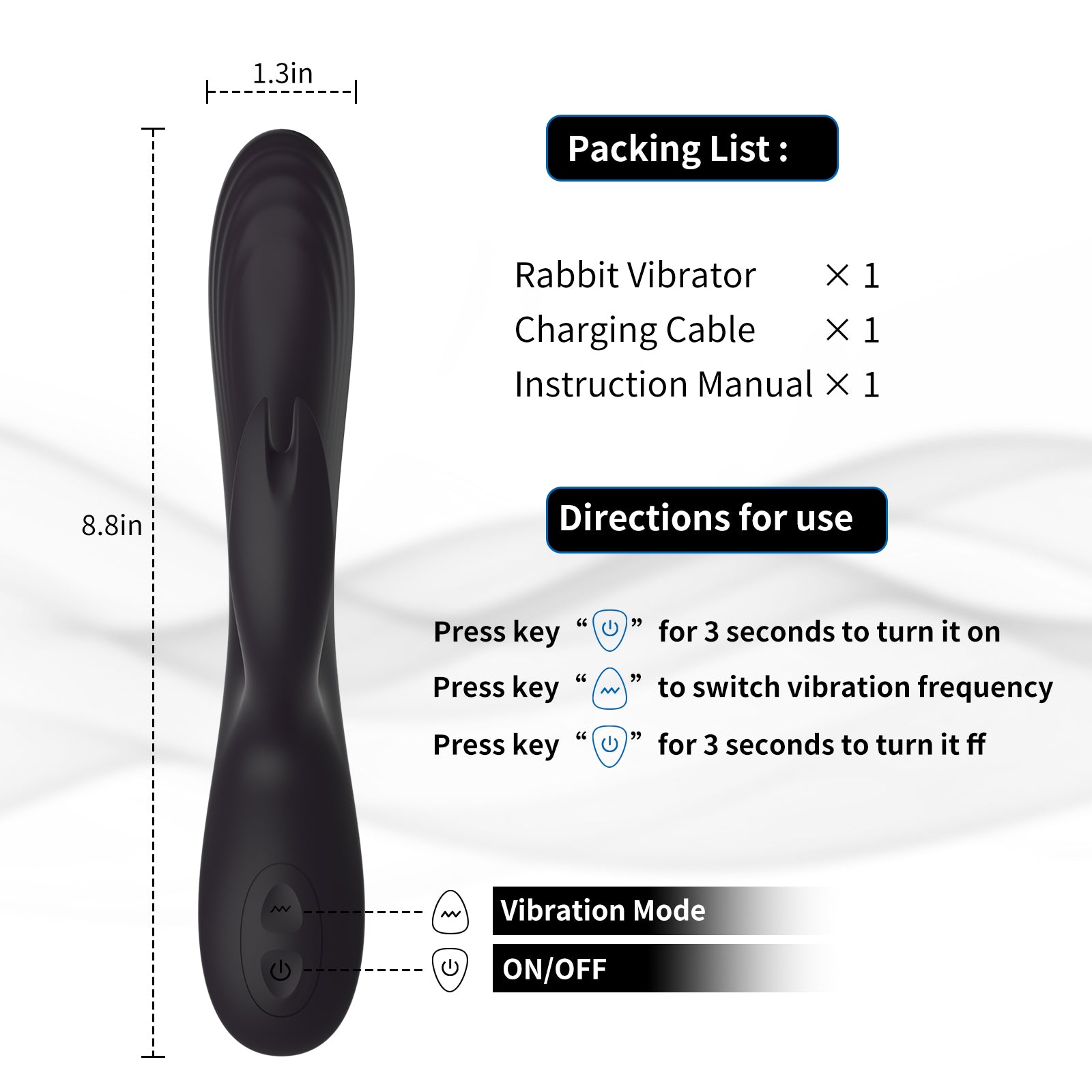 FIDECH G-Spot Clit Dual Caress Rabbit Vibrator