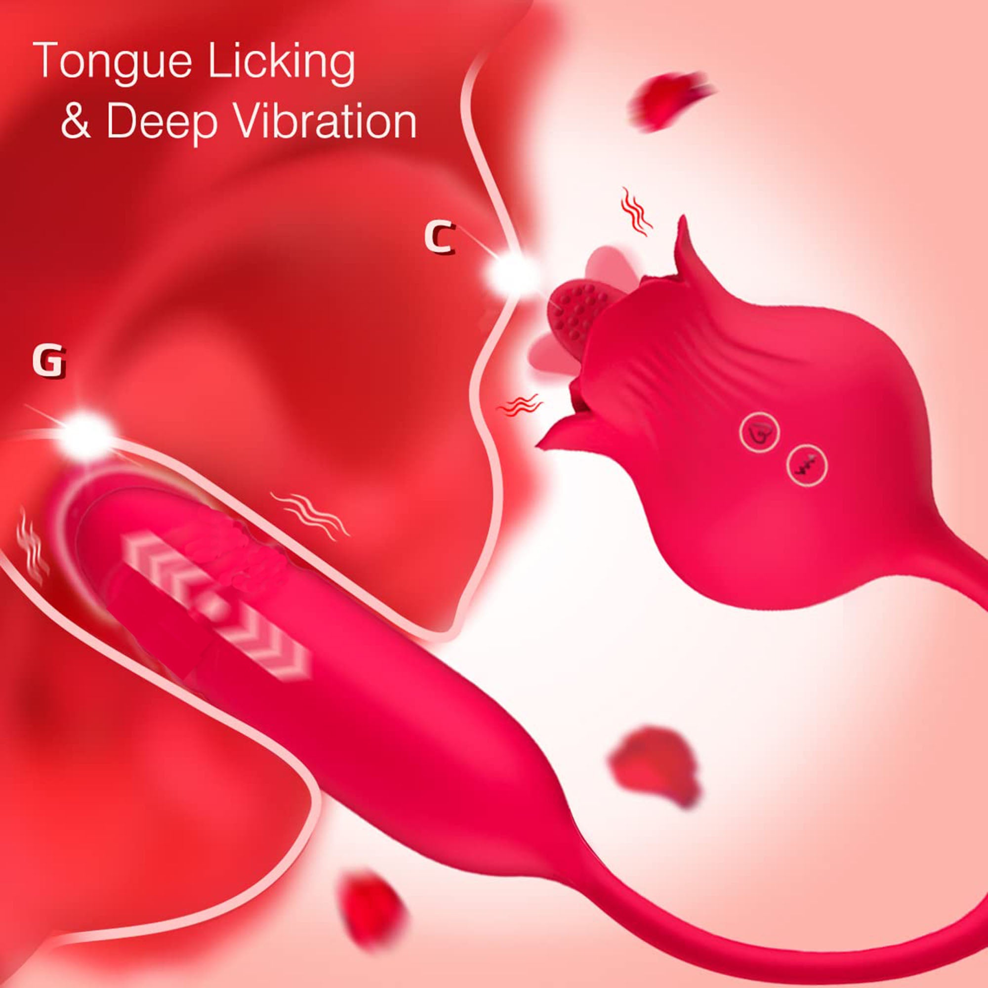 FIDECH Tongue Licking G Spot Rose Vibrator with Vibrating Egg