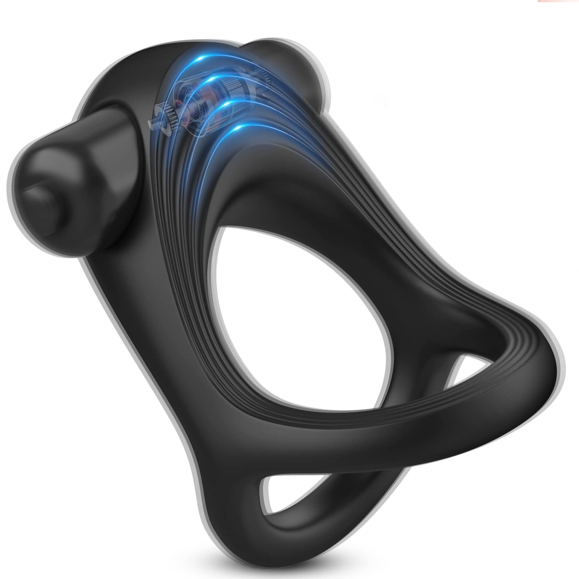 Stretchy Silicone Triangular Cock Ring with Vibrating Bullet