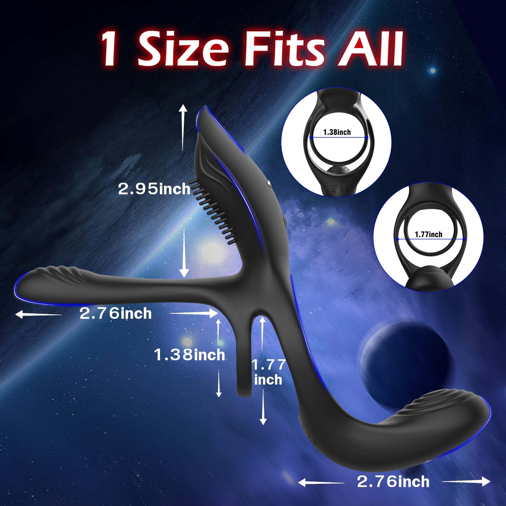 4 in 1 10-Mode Vibrating Dual Erection-Enhancing Couple Cock Ring with Remote Controller