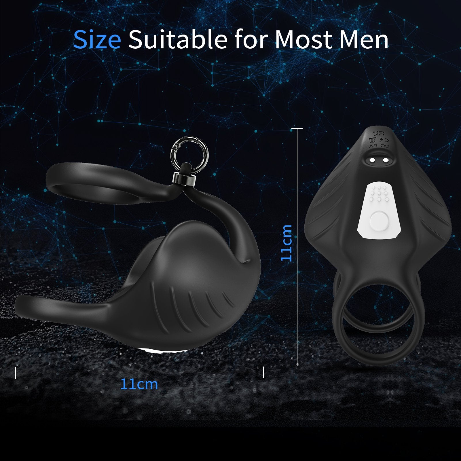 FIDECH 9 Vibrating Adjustable Double Penis Ring with Scrotum Cover