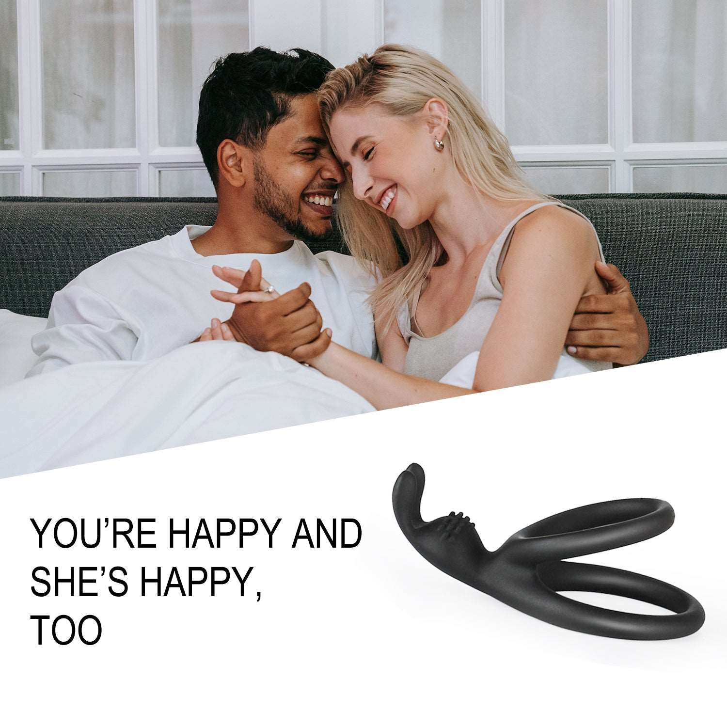Silicone Cock Ring with Bunny Ears Double Ring