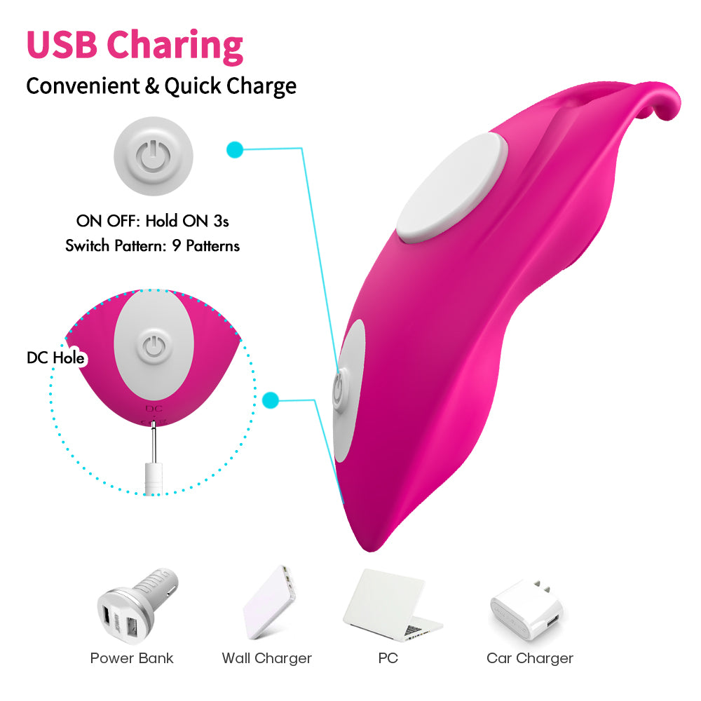 Butterfly Wearable Vibrator with Wearing Stability Enhancing Patch