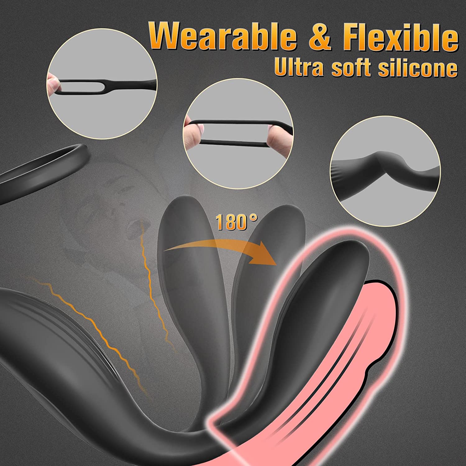 Wearable Prostate Massager with Cock Ring Solo Couple Play