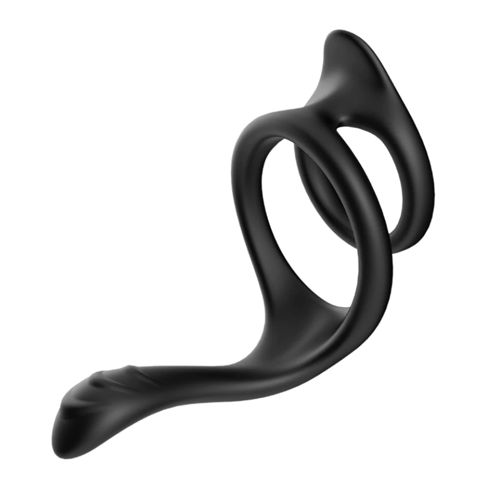 Stretchy Silicone Perineum Massaging Dual Penis Ring