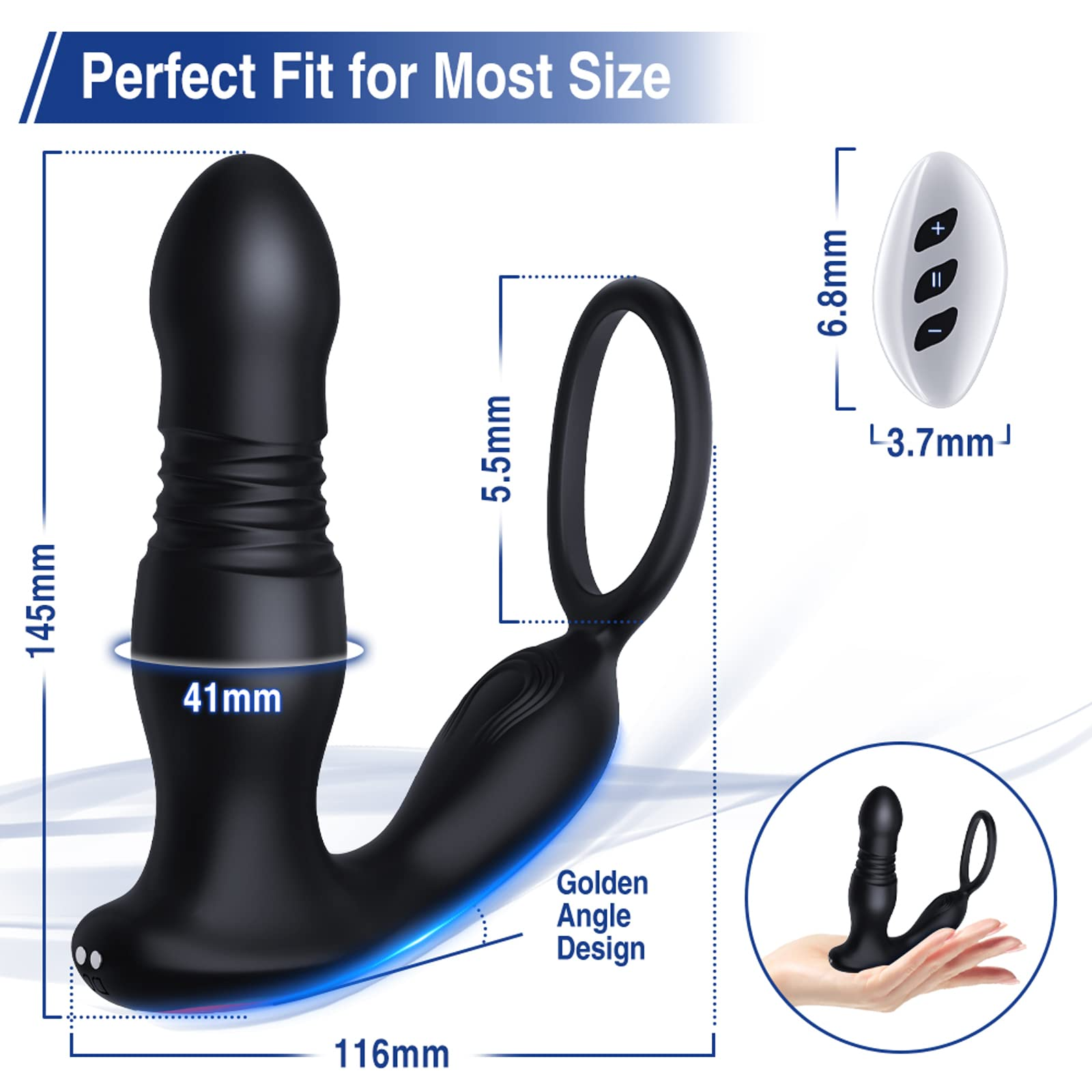 FIDECH 7 Thrusting Remote Controlled Booty Massager with Cock Ring